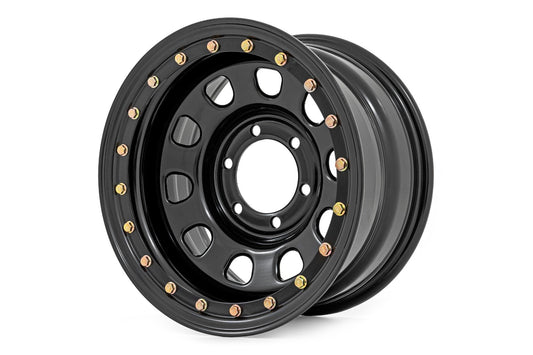 Rough Country RC51-6883SL Steel Simulated Bead Lock Wheel | Black | 16x8 | 6x5.5 | 4.25 Bore | -12