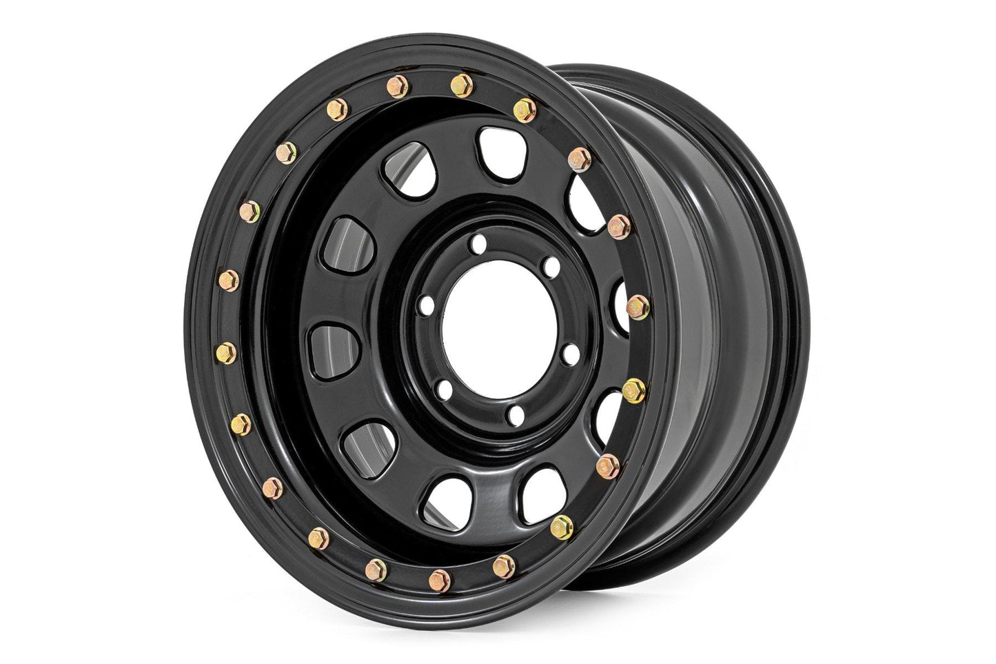 Rough Country RC158545SL Steel Simulated Beadlock Wheel | Black | 15x8 | 5x4.5 | 3.30 Bore | -19