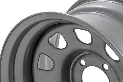 Rough Country RC51-5165G Steel Wheel | Gray | 15x10 | 5x4.5 | 3.30 Bore | -39