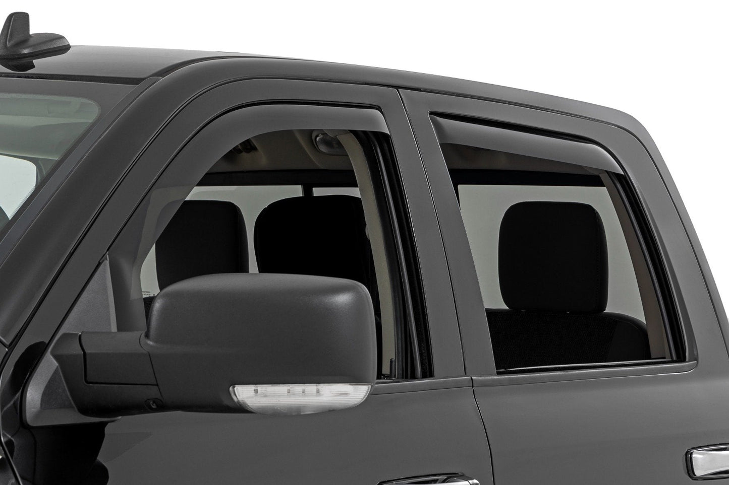 Rough Country 840924 Side Window Deflectors | In Channel Rain Guard | Ram 1500/2500/3500 (10-25 & Classic)