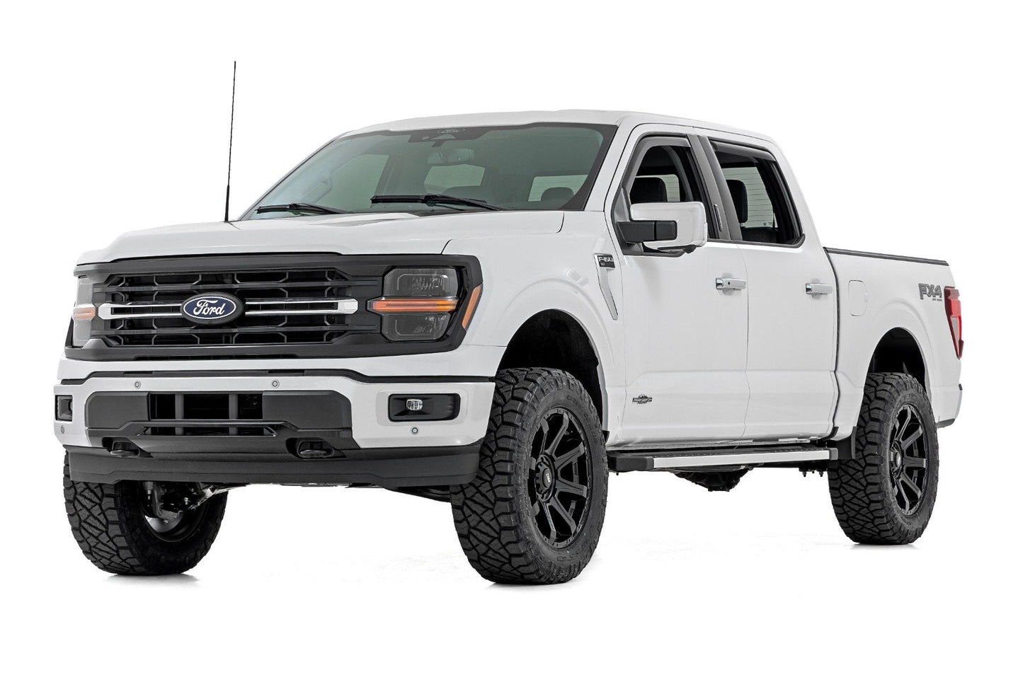Rough Country 831524 Side Window Deflectors | In Channel Rain Guard | Ford F-150/Lightning/F-250/F-350/Raptor (15-26)
