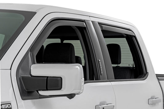Rough Country 831524 Side Window Deflectors | In Channel Rain Guard | Ford F-150/Lightning/F-250/F-350/Raptor (15-26)