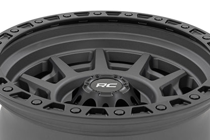 Rough Country 85171211A Rough Country 85 Series Wheel | Simulated Beadlock | Gunmetal Gray/Black | 17x9 | 8x170 | -12