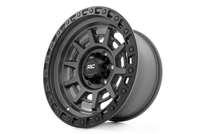 Rough Country 85170918A Rough Country 85 Series Wheel | Simulated Beadlock | Gunmetal Gray/Black | 17x9 | 5x5 | -12mm