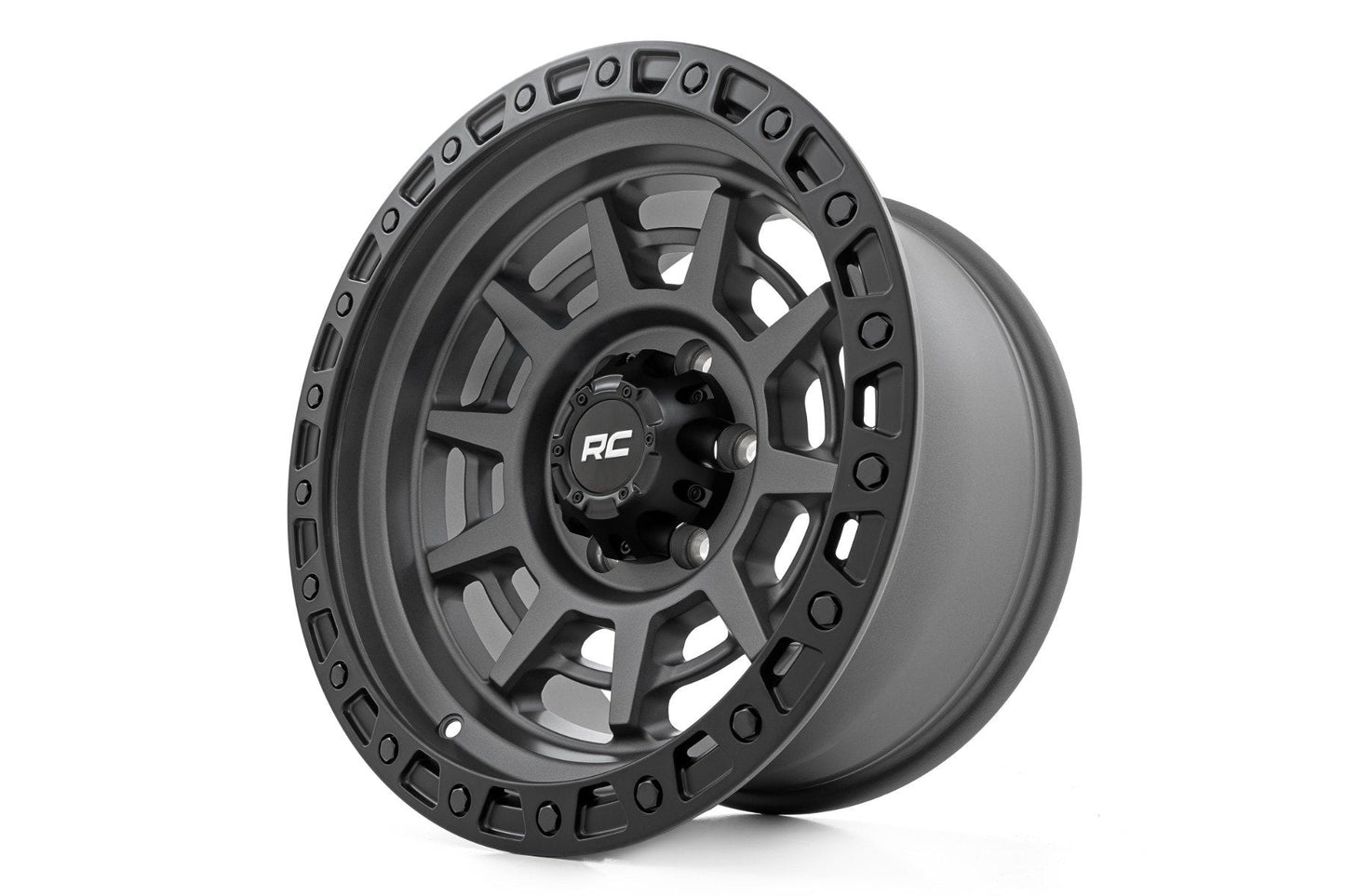 Rough Country 85170912A Rough Country 85 Series Wheel | Simulated Beadlock | Gunmetal Gray/Black | 17x9 | 6x5.5 | -12mm