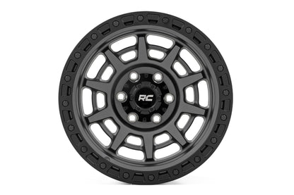 Rough Country 85171812A Rough Country 85 Series Wheel | Simulated Beadlock | Gunmetal Gray/Black | 17x9 | 6x5.5 | -18mm