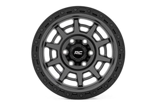 Rough Country 85170010A Rough Country 85 Series Wheel | Simulated Beadlock | Gunmetal Gray/Black | 17x9 | 8x6.5 | +0
