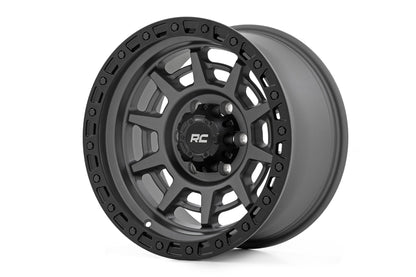 Rough Country 85170917A Rough Country 85 Series Wheel | Simulated Beadlock | Gunmetal Gray/Black | 17x9 | 6x135 | -12mm