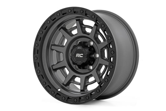 Rough Country 85170917A Rough Country 85 Series Wheel | Simulated Beadlock | Gunmetal Gray/Black | 17x9 | 6x135 | -12mm