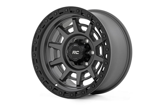 Rough Country 85170912A Rough Country 85 Series Wheel | Simulated Beadlock | Gunmetal Gray/Black | 17x9 | 6x5.5 | -12mm