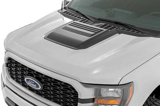 Rough Country HS30010-JS Hood Scoop | JS Iconic Siver | Ford F-150 2WD/4WD (2021-2025)
