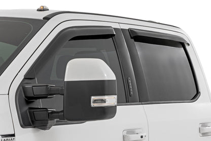 Rough Country 931524 Side Window Deflectors | Tape On Rain Guard | Ford F-150 (17-25)/F-250 (15-26)