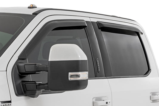 Rough Country 931524 Side Window Deflectors | Tape On Rain Guard | Ford F-150 (17-25)/F-250 (15-26)