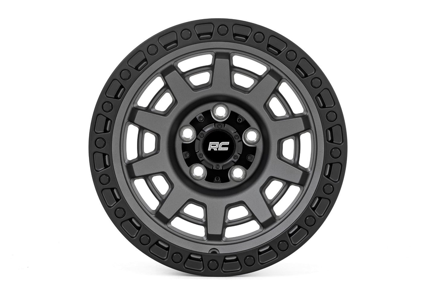 Rough Country 85150813 Rough Country 85 Series Wheel | One-Piece | Gunmetal Gray/Black | 15x8 | 5x4.5 | -19mm