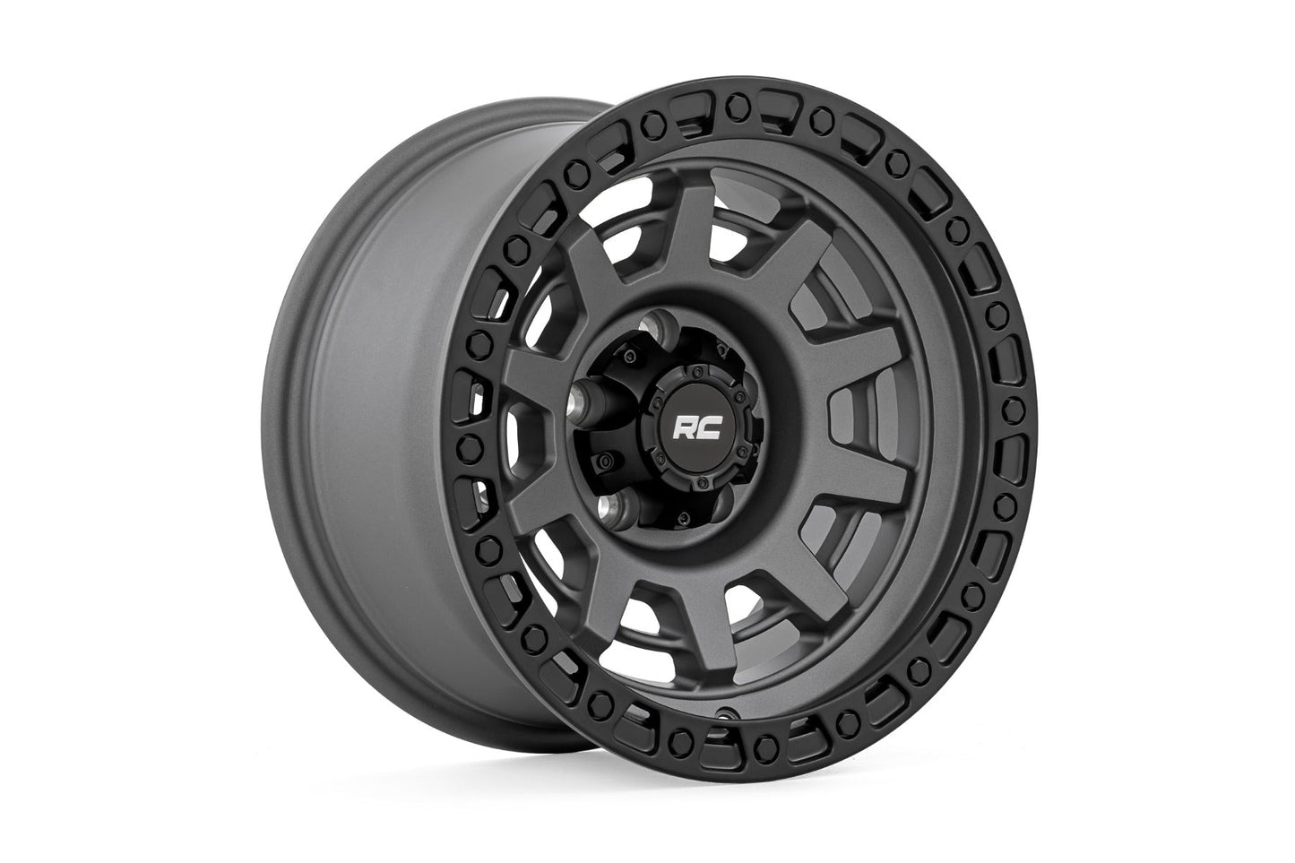 Rough Country 85150813 Rough Country 85 Series Wheel | One-Piece | Gunmetal Gray/Black | 15x8 | 5x4.5 | -19mm
