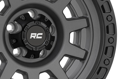 Rough Country 85150813 Rough Country 85 Series Wheel | One-Piece | Gunmetal Gray/Black | 15x8 | 5x4.5 | -19mm