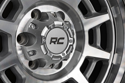 Rough Country 85170912C Rough Country 85 Series Wheel | Simulated Beadlock | Full Machine | 17x9 | 6x5.5 | -12mm