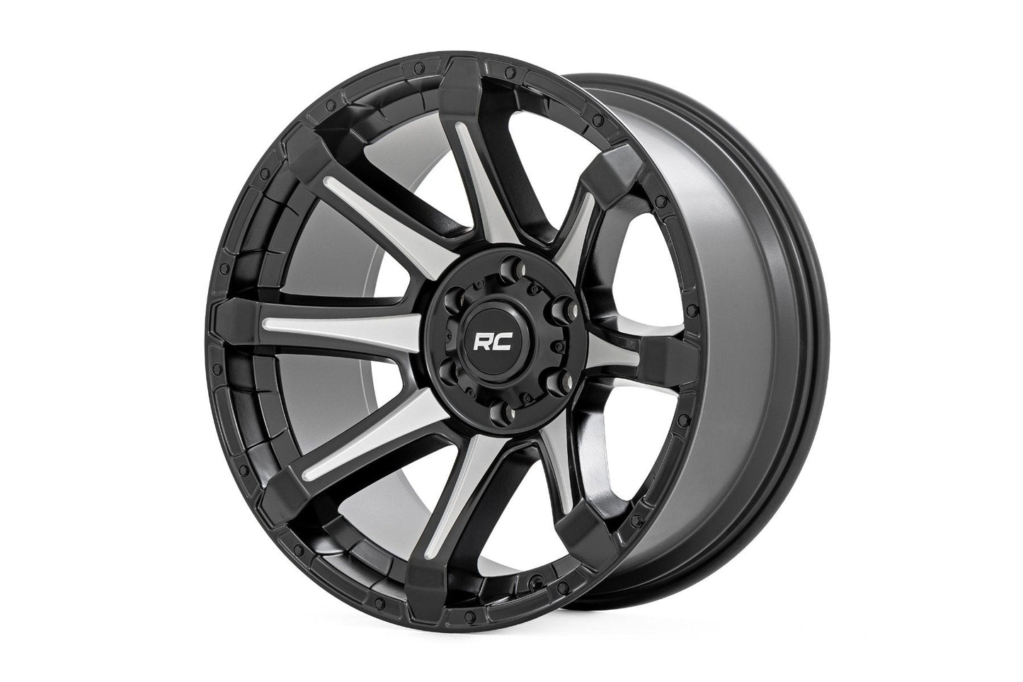 Rough Country 81201812M Rough Country 81 Series Wheel | One-Piece | Semi Gloss Black w/machined spokes | 20x10 | 6x5.5 | -19