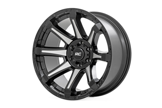Rough Country 81201812M Rough Country 81 Series Wheel | One-Piece | Semi Gloss Black w/machined spokes | 20x10 | 6x5.5 | -19