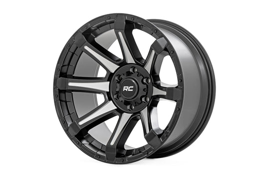 Rough Country 81200906M Rough Country 81 Series Wheel | One-Piece | Semi Gloss Black w/machined spokes | 20x9 | 8x180 | 0mm