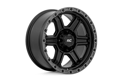 Rough Country 79170912B Rough Country 79 Series Wheel | One-Piece | Semi Gloss Black w/Gunmetal Ring | 17x8.5 | 6x5.5 | 0mm