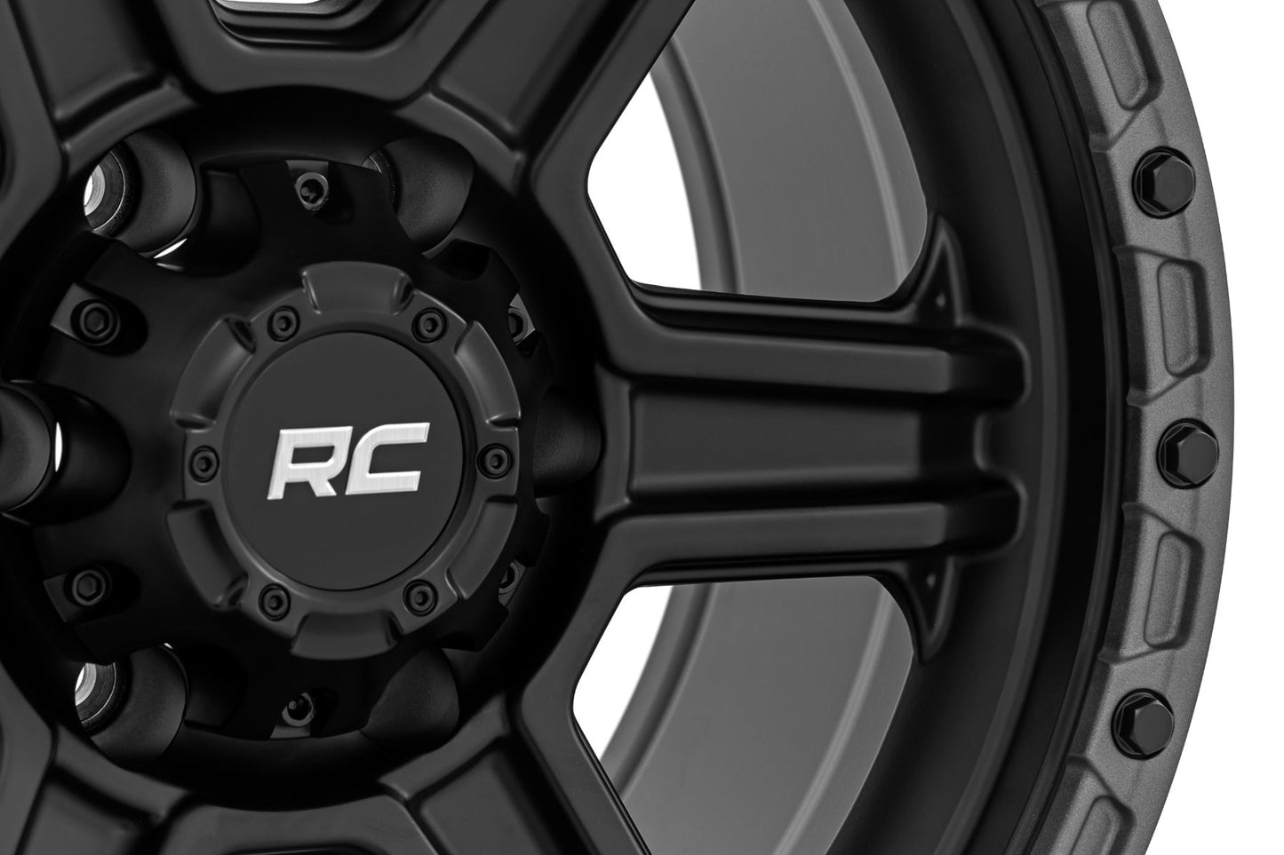 Rough Country 79170912B Rough Country 79 Series Wheel | One-Piece | Semi Gloss Black w/Gunmetal Ring | 17x8.5 | 6x5.5 | 0mm