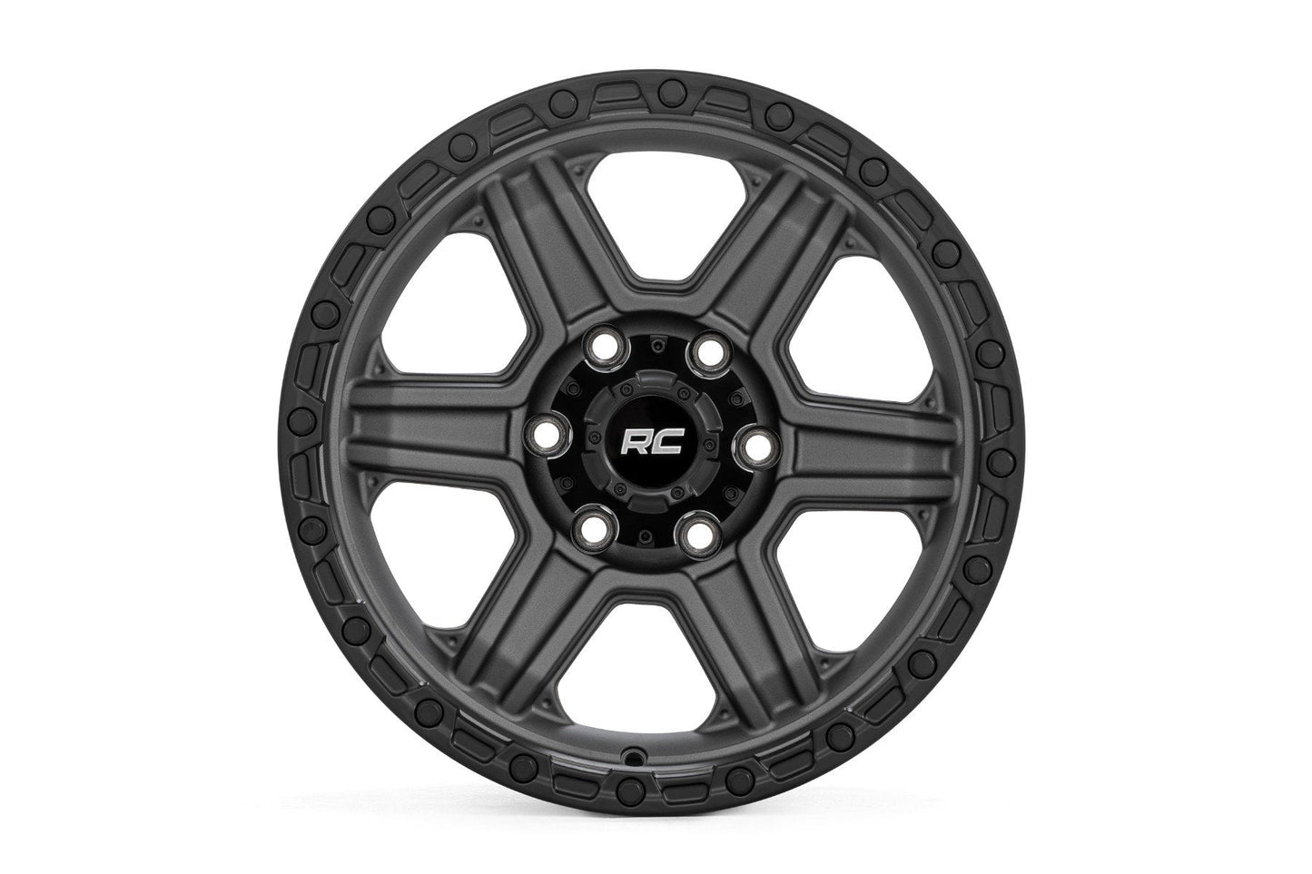 Rough Country 79170912G Rough Country 79 Series Wheel | One-Piece | Gunmetal Gray w/Black Ring | 17x8.5 | 6x5.5 | 0mm