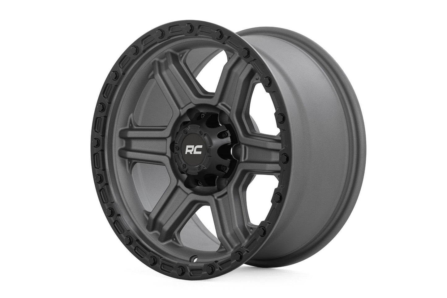 Rough Country 79170912G Rough Country 79 Series Wheel | One-Piece | Gunmetal Gray w/Black Ring | 17x8.5 | 6x5.5 | 0mm
