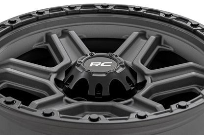 Rough Country 79170912G Rough Country 79 Series Wheel | One-Piece | Gunmetal Gray w/Black Ring | 17x8.5 | 6x5.5 | 0mm