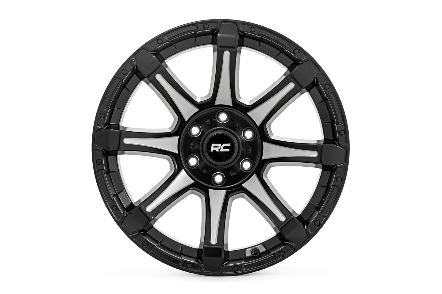 Rough Country 81200906M Rough Country 81 Series Wheel | One-Piece | Semi Gloss Black w/machined spokes | 20x9 | 8x180 | 0mm