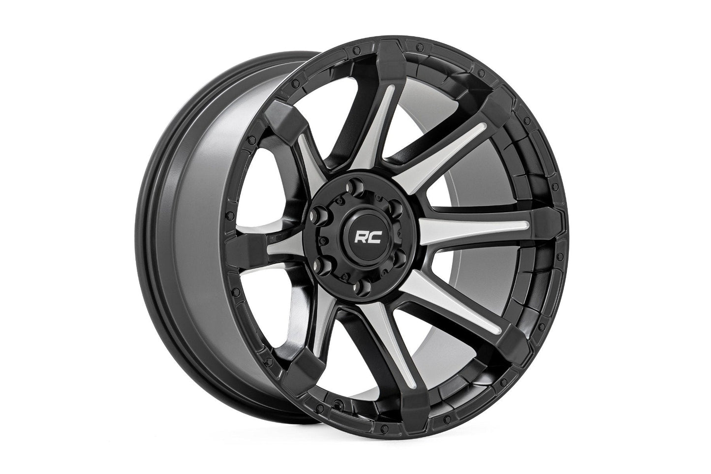 Rough Country 81201812M Rough Country 81 Series Wheel | One-Piece | Semi Gloss Black w/machined spokes | 20x10 | 6x5.5 | -19