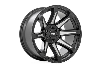 Rough Country 81201812M Rough Country 81 Series Wheel | One-Piece | Semi Gloss Black w/machined spokes | 20x10 | 6x5.5 | -19