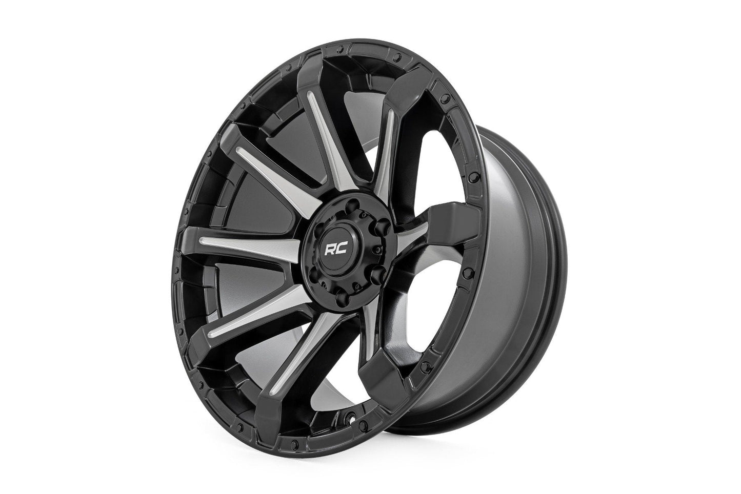 Rough Country 81201812M Rough Country 81 Series Wheel | One-Piece | Semi Gloss Black w/machined spokes | 20x10 | 6x5.5 | -19