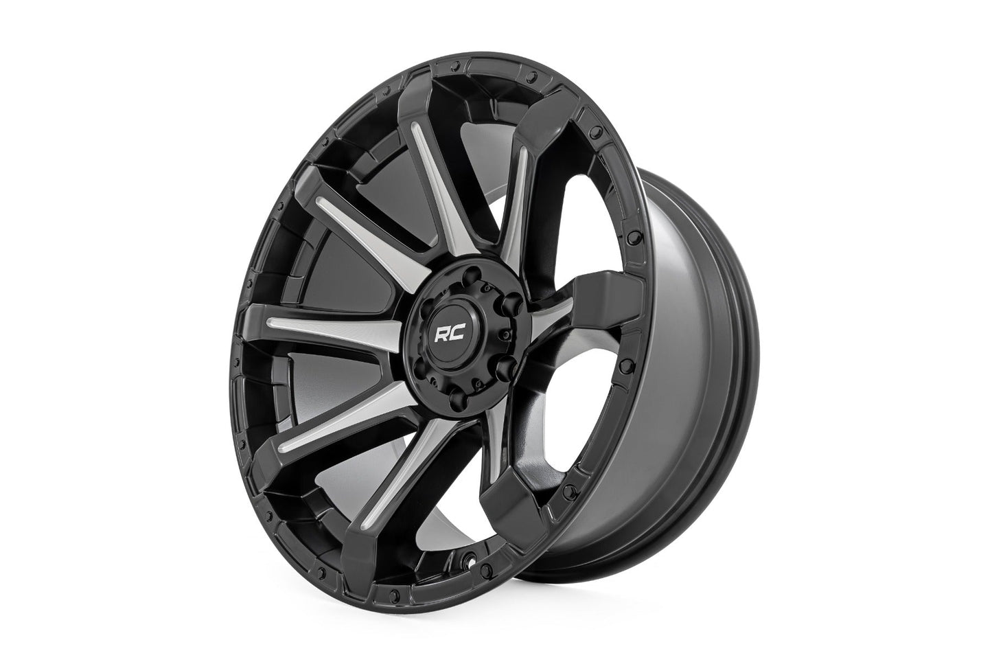 Rough Country 81201805M Rough Country 81 Series Wheel | One-Piece | Semi Gloss Black w/machined spokes | 20x9 | 5x150 | +18m