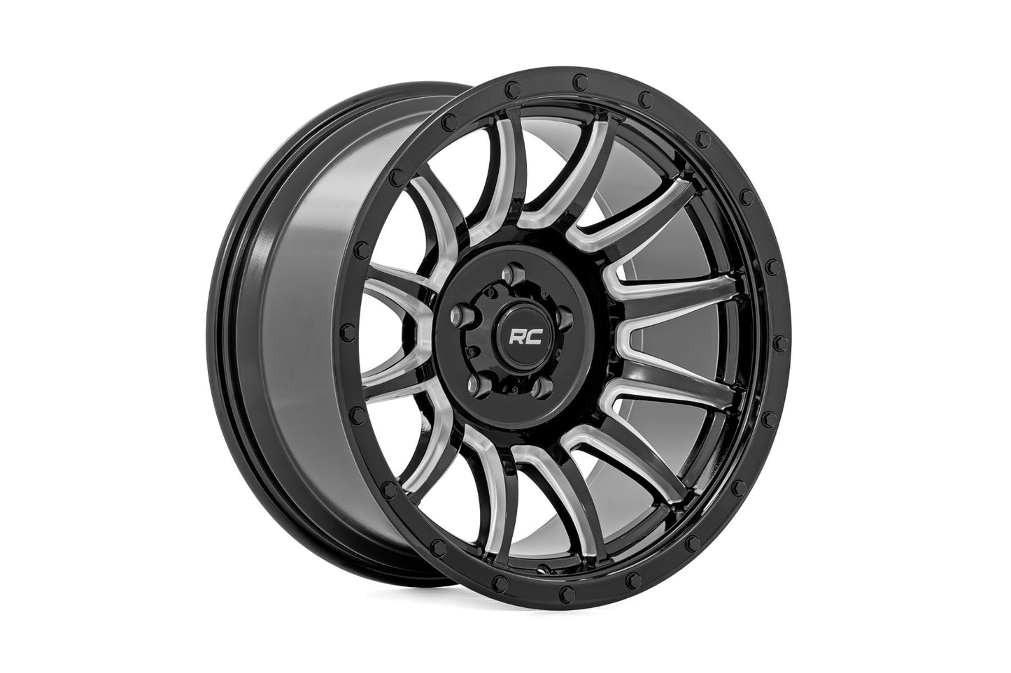 Rough Country 90201212M Rough Country 90 Series Wheel | One-Piece | Gloss Black w/machined spokes | 20x9 | 6x5.5 | -12mm