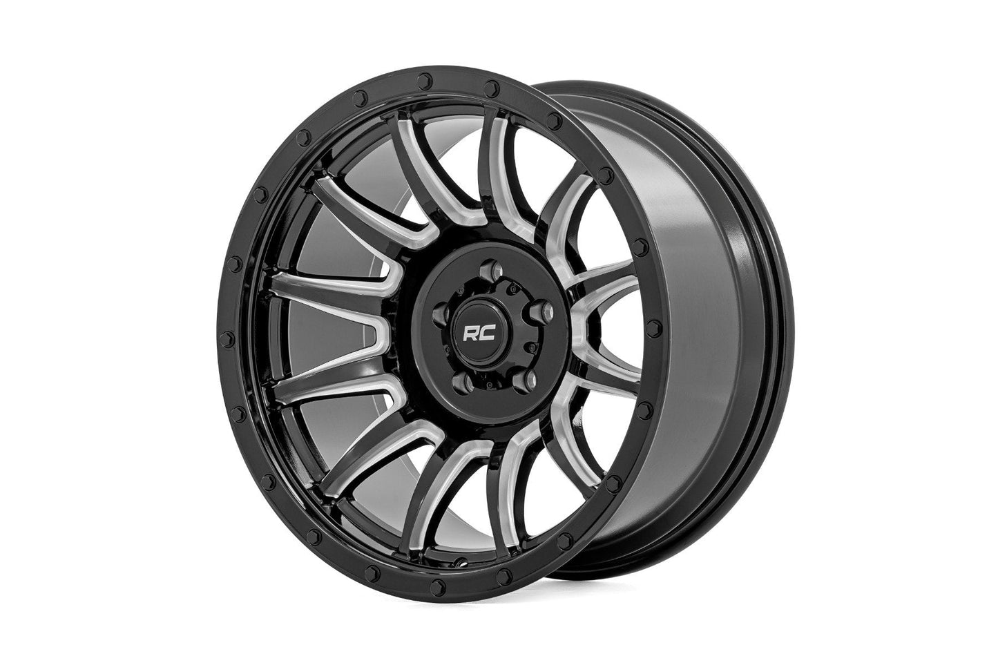 Rough Country 90201811M Rough Country 90 Series Wheel | One-Piece | Gloss Black w/machined spokes | 20x10 | 8x170 | -19mm