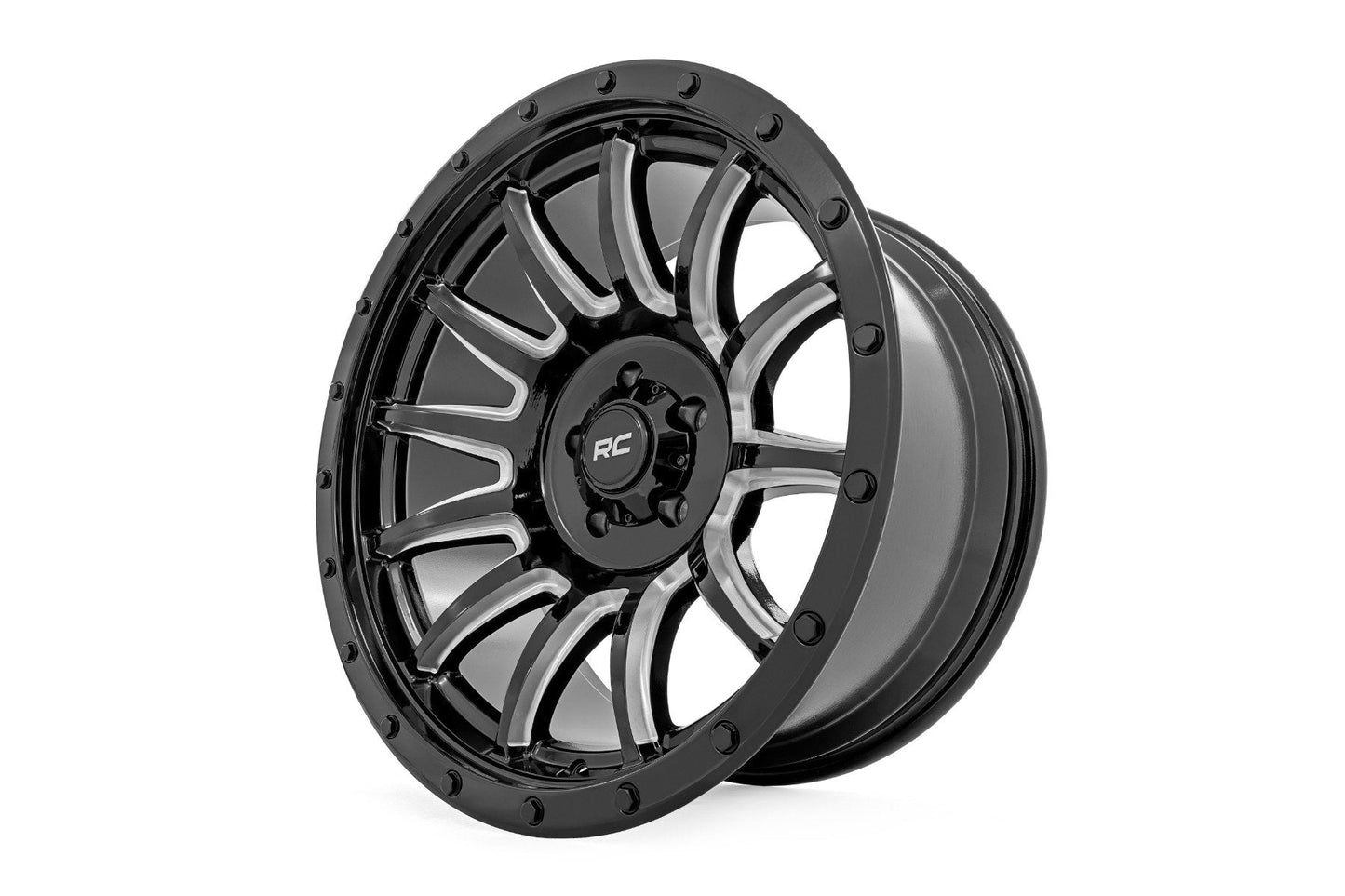 Rough Country 90180912M Rough Country 90 Series Wheel | One-Piece | Gloss Black w/machined spokes | 18x9 | 6x5.5 | 0mm