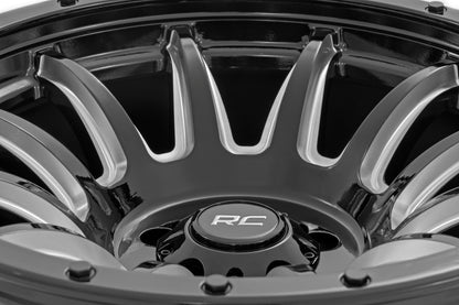 Rough Country 90180912M Rough Country 90 Series Wheel | One-Piece | Gloss Black w/machined spokes | 18x9 | 6x5.5 | 0mm