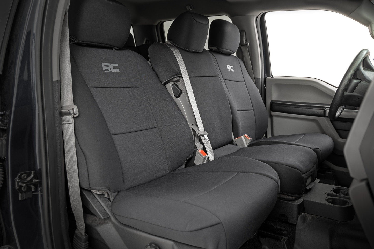 Rough Country 91067 Seat Covers | FR Bench and RR Bench | Ford F-150/Lightning/F-250/F-350  (15-26)