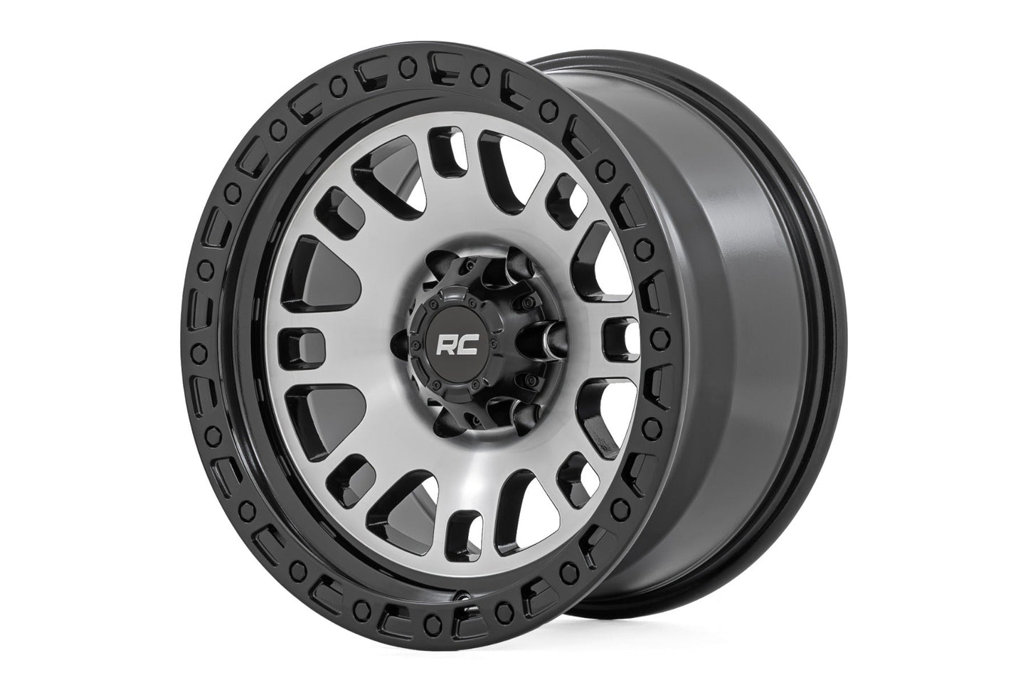 Rough Country 82181212M Rough Country 82 Series Wheel | One-Piece | Machined Semi Gloss Black | 18x9 | 6x5.5 | -12mm