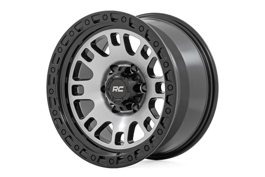 Rough Country 82181212M Rough Country 82 Series Wheel | One-Piece | Machined Semi Gloss Black | 18x9 | 6x5.5 | -12mm