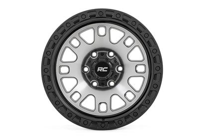 Rough Country 82170912M Rough Country 82 Series Wheel | One-Piece | Machined Semi Gloss Black | 17x9 | 6x5.5 | -12mm