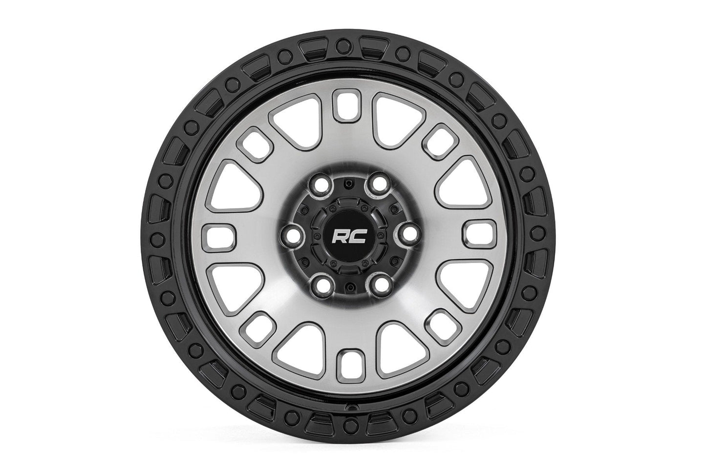 Rough Country 82170913M Rough Country 82 Series Wheel | One-Piece | Machined Semi Gloss Black | 17x9 | 5x4.5 | -12mm