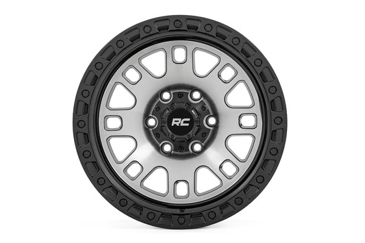 Rough Country 82170913M Rough Country 82 Series Wheel | One-Piece | Machined Semi Gloss Black | 17x9 | 5x4.5 | -12mm