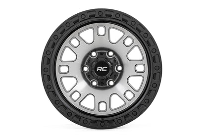 Rough Country 82170918M Rough Country 82 Series Wheel | One-Piece | Machined Semi Gloss Black | 17x9 | 5x5 | -12mm