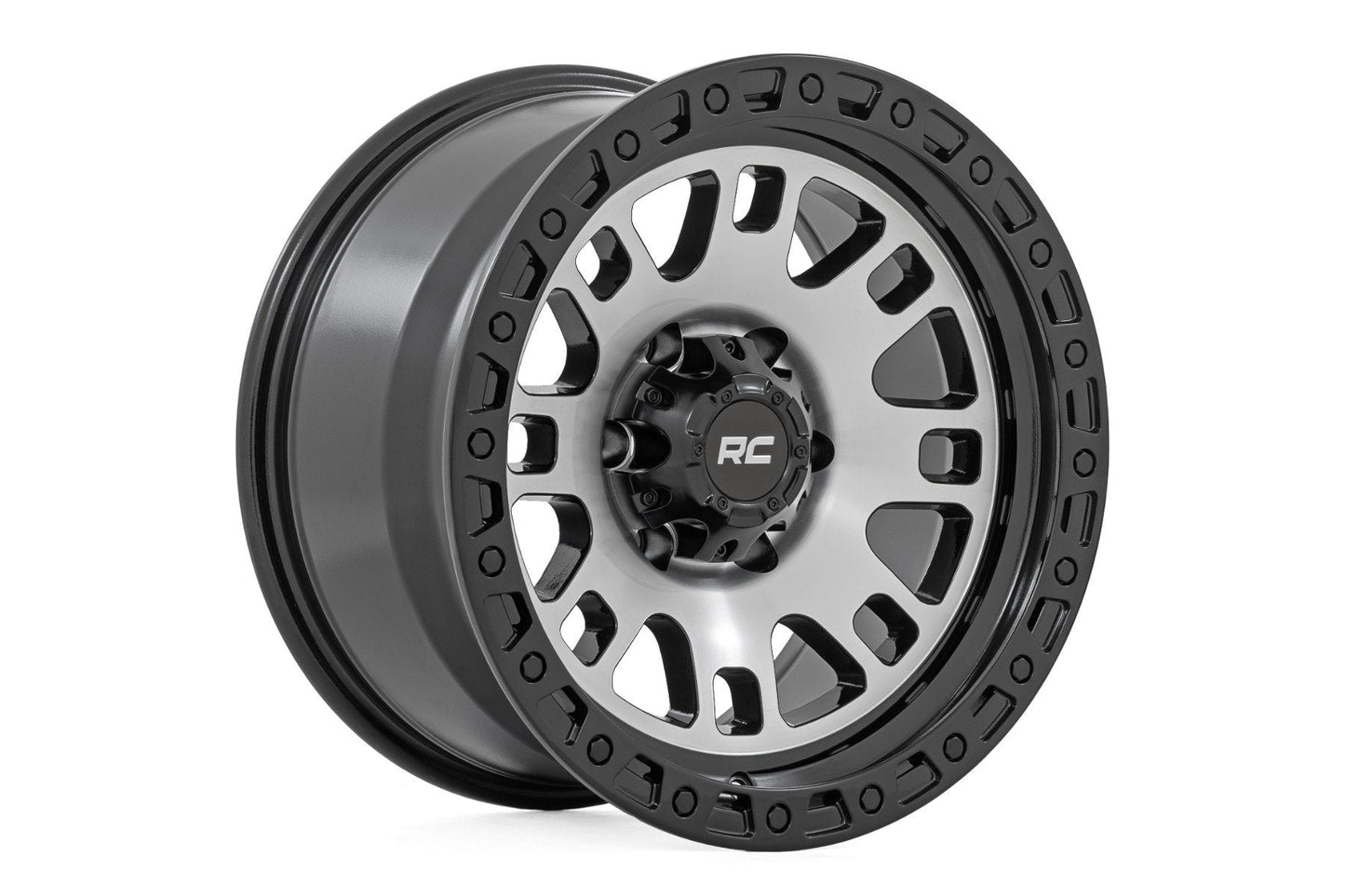 Rough Country 82151813M Rough Country 82 Series Wheel | One-Piece | Machined Semi Gloss Black | 15x8 | 5x4.5 | -19mm
