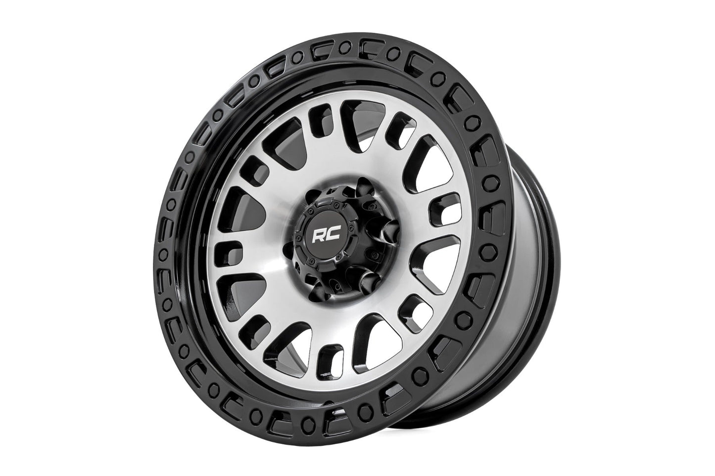 Rough Country 82170912M Rough Country 82 Series Wheel | One-Piece | Machined Semi Gloss Black | 17x9 | 6x5.5 | -12mm