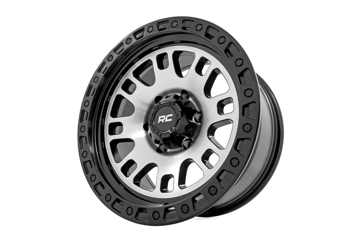 Rough Country 82170913M Rough Country 82 Series Wheel | One-Piece | Machined Semi Gloss Black | 17x9 | 5x4.5 | -12mm