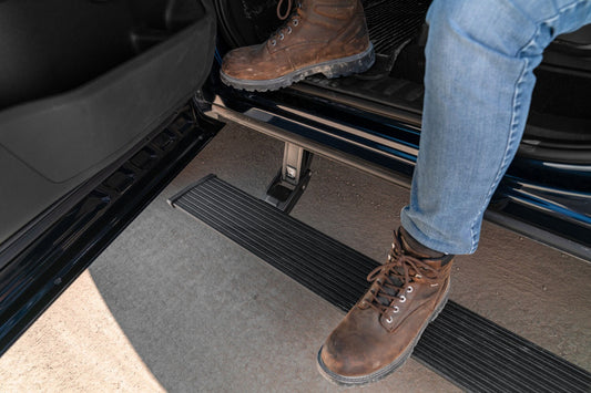 AMP Research 76154-01A PowerStep Electric Running Boards Plug N Play System for 2014-2018 Silverado/Sierra 1500 (Incl 2019 Silverado LD/Sierra Limited), 2015-2019 Silverado/Sierra 2500/3500 (Excludes Diesel), Double and Crew Cab