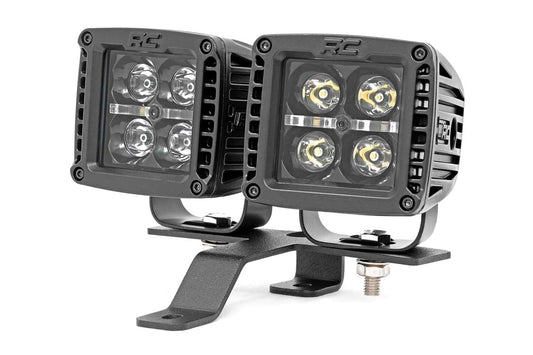 Rough Country 70822 Quad LED Light Kit | Cowl Mount | 2" Black Pairs | Spot | Jeep Gladiator JT/Wrangler JL (18-25)